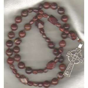  Anglican Rosary of Poppy Jasper, Celtic Cross Everything 