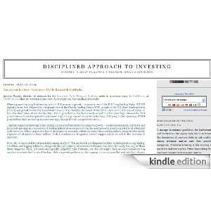   Disciplined Approach to Investing Kindle Store CFA David Templeton