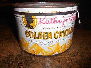 Vintage 1940 Kathryn Beich Golden Crumbles Candy Tin  