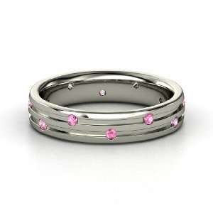  Slalom Band, Platinum Ring with Pink Sapphire Jewelry