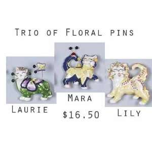  WhimsiClay Trio of Florals Pin set 