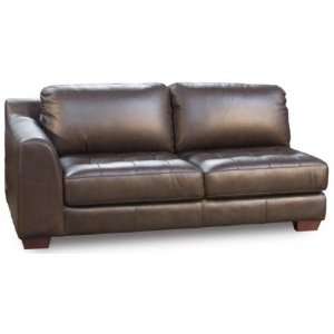   Left Facing One Armed All Leather Tufted Seat Sofa in