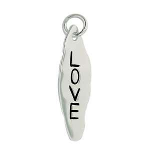 Sterling Silver Love Word Irregular Oval Shape Pendant E Coated Nickle 
