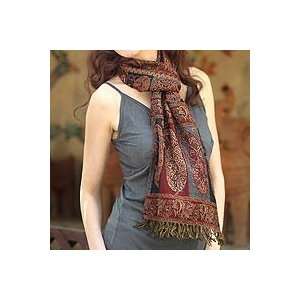  NOVICA Wool scarf, Princess Paisley