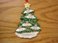 Personalized Angel Tree Family of 5 Christmas Ornament  