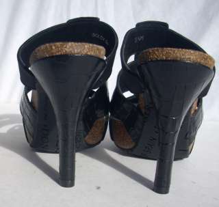 Donald J Pliner Womens Shoes Goldy Black Croc Sandals 9.5 B  