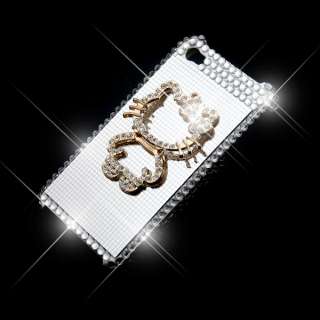 Bling Crystal Hello Kitty Case Skin For iPhone 4S White  