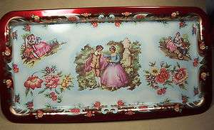 VINTAGE DAHER DECORATED METAL WARE TIN SERVING TRAY 7 1/4 x 14 1/8 x 