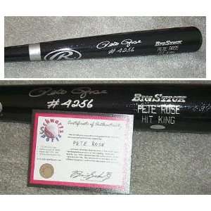 Pete Rose Signed Black Big Stick Bat w/Hit King:  Sports 