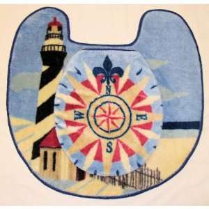  Lighthouse Bathroom Rug and Nautical Toilet Cover Case 