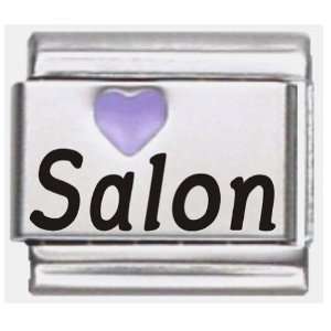  Salon Purple Heart Laser Name Italian Charm Link Jewelry