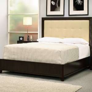   Bed with Upholstered Headboard in Espresso   Queen: Home & Kitchen
