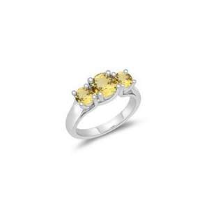  1.59 Cts Yellow Sapphire Three Stone Ring in 14K White 