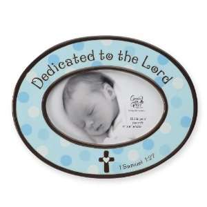  Enesco Blue Baby Boy Oval Photo Baby Dedication Frame 
