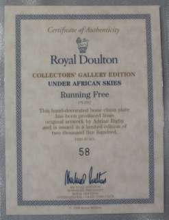 ROYAL DOULTON UNDER AFRICAN SKIES RUNNING FREE L/ED  