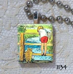 Christopher Robin and Pooh   Scrabble Charm Pendant  