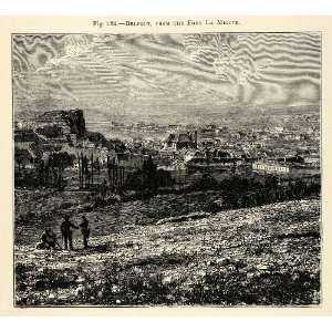 1882 Wood Engraving Belfort Fort La Miotte Landscape France Cityscape 