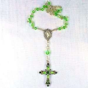  Swarovski Peridot ab crystal 6mm Rosary necklace Jewelry