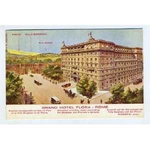    Grand Hotel Flora Postcard Rome Italy 1920s 