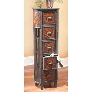    36 Cross Weave Design Bamboo Five Drawer Cabinet: Home & Kitchen