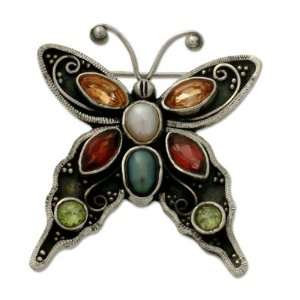 Pearl and garnet brooch, Butterfly Beauty 1.3 W 1.4 L 