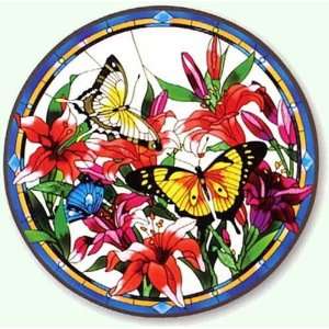 Butterflies & Lillies   Glass Table by Joan Baker  Kitchen 
