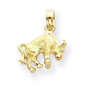  14k Yellow Gold 3 D Taurus Zodiac Pendant Jewelry