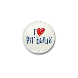  I Love Pit Bulls Pets Mini Button by  Patio 