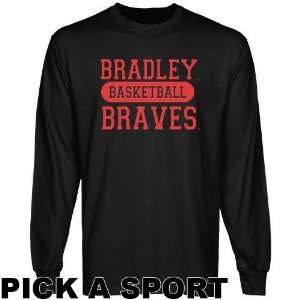  Bradley Braves Black Custom Sport Long Sleeve T shirt 