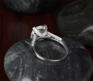 02ct DIAMOND SOLITAIRE/SIDE 14K WHITE GOLD PAVE ENGAGEMENT WEDDING 