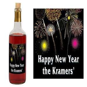  New Years Fireworks Personalized Wine Bottle Labels   Qty 
