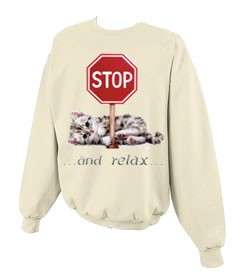 Stop and Relax Cat Crewneck Sweatshirt S  5x  