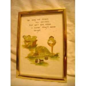  Turtle Sorrows Watercolor Print and Brass Frame 