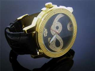 Techno dIezel Round 0.15CT Diamonds 55mm YG Watch Snake  