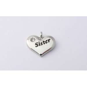     Silver Plated and Crystal   Wedding Heart Charm