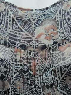 Juicy Couture womens mosaic batik regal blue silk tunic top P $228 New 