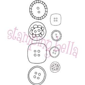  Stamping Bella Unmounted Rubber Stamp Scraplines Buttons 
