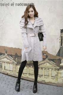 Womans Wool blend Rabbit Fur Long Sleeve Sweater knit Jumper coat 