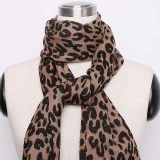 Fashion Pashmina Scarf 100% Pure Wool Shawl Wrap Stylish Leopard Brown 