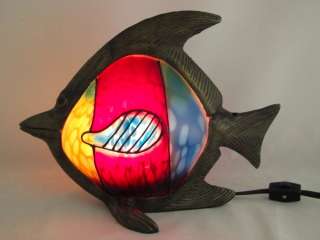   Tiffany Style Stained Glass  Fish Angel Moorish Lamp Night Light