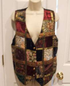 new /pkg j.r.t velvet/tapestry pattern vest medium  
