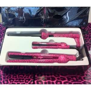  Herstyler Pink Leopard Gift Set Kit 2 Flat Irons and 