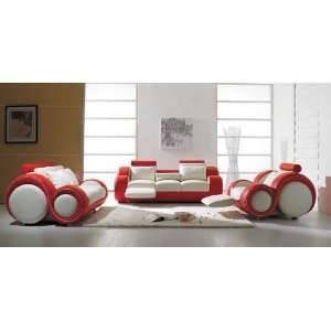  Vig Furniture T 27   Contemporary White And Red Leather 