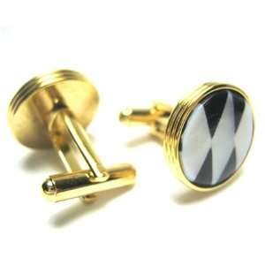  Gold Mosaic Onyx & MOP Cufflinks Jewelry