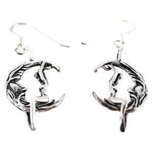  Sterling Silver Moon Rider 3D Movable Earrings: Jewelry
