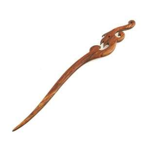   Handmade Mahogany Rosewood Carved Hair Stick Dragon 7 inches: Beauty
