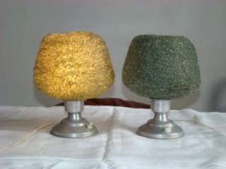   , Retro Pair of Green Spaghetti Table Lamps. Mushroom 1960s  