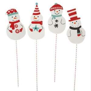  Set of 4 Christmas Snowman with Candy Cane Striped Yard 