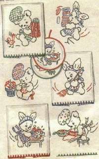 Bears Bunnies Hand Embroidery Vintage Designs 1620  