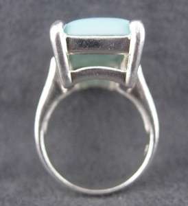 Bold Vintage Size 7 Sterling Ring Turquoise Very Large Rectangular 